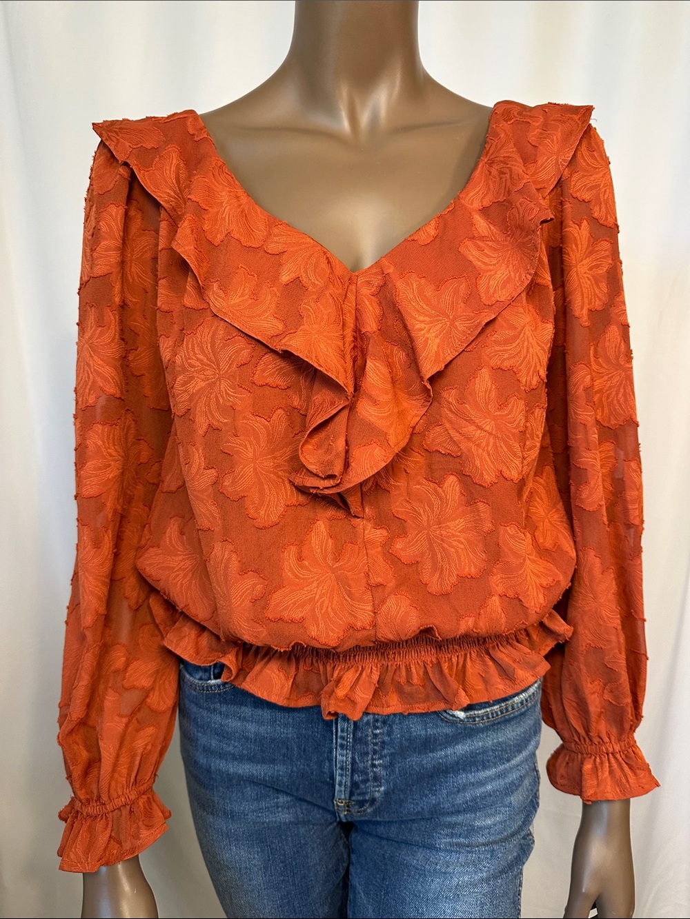 Anthropologie Floral Ruffle Blouse